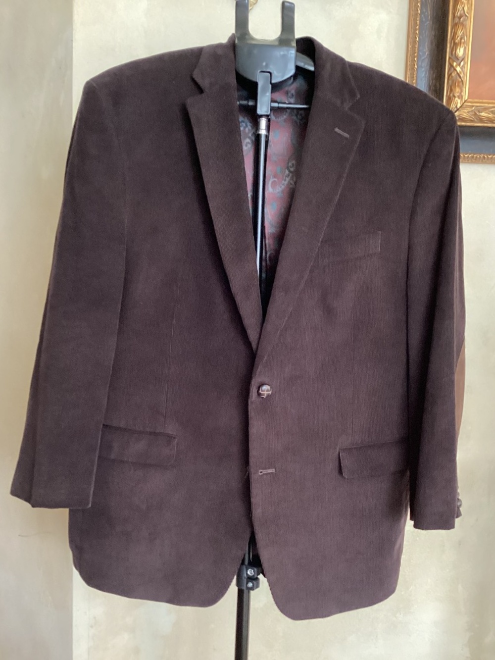 LAUREN RALPH LAUREN BROWN COTTON ELBOW PATCH CORDUROY BLAZER SIZE 44R